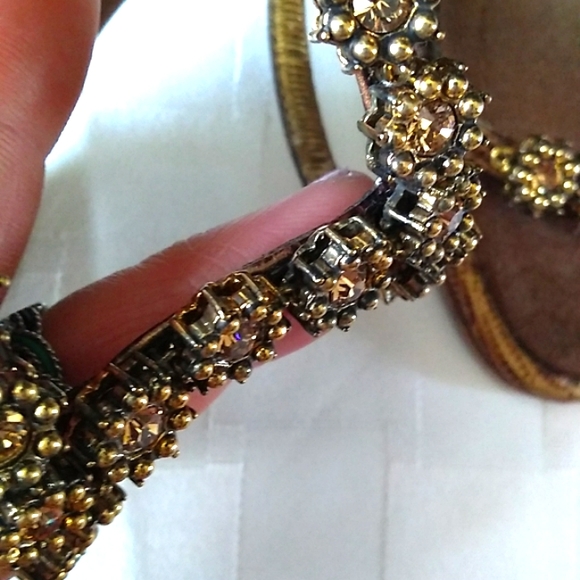 RARE Giuseppe Zanotti Topaz Jeweled Metallic Leather Kitten Heel Sandals VINTAGE - Picture 8 of 16